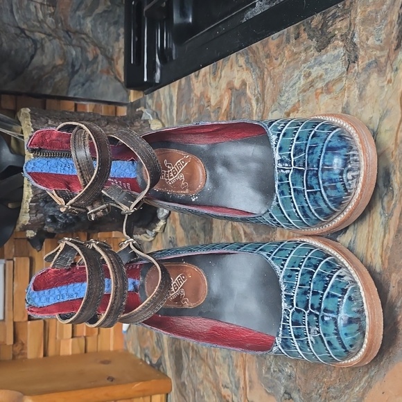 Freebird Blue Croc-Embossed Heels - Picture 4 of 4